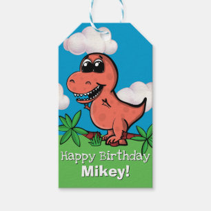 Etiquetas Para Regalos Cute T-Rex Dinosaurios Niños Personalizado de cump
