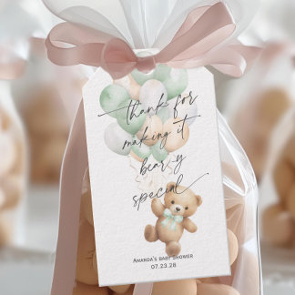 Etiquetas Para Regalos Cute Teddy Oso Género Neutral Moderno Sage Verde