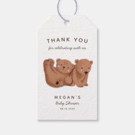 Etiquetas Para Regalos Cute Twin Bears Tema Baby Shower Gracias