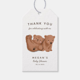 Etiquetas Para Regalos Cute Twin Bears Tema Baby Shower Gracias