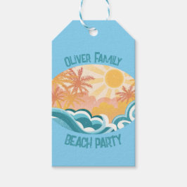 Etiquetas Para Regalos Cute Vintage Beach Waves Sunshine Blue Surf Fiesta