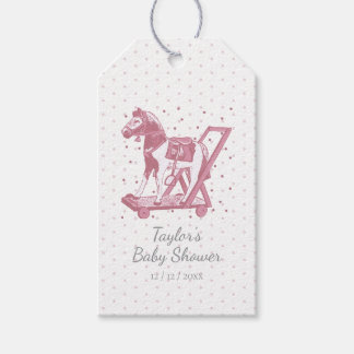 Etiquetas Para Regalos Cute Vintage Pink Hobby Horse Pattern