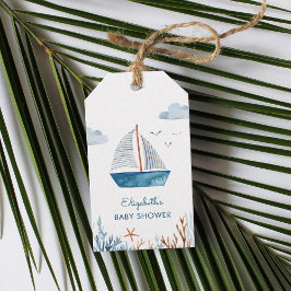 Etiquetas Para Regalos Cute Watercolor Bote Nautical Baby Shower