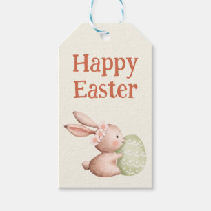 Etiquetas Para Regalos Cute Watercolor Feliz Conejo de Pascua
