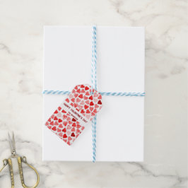Etiquetas Para Regalos Cute Watercolor Seamless Hearts Día de San Valent