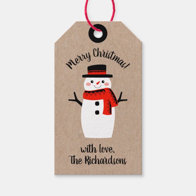 Etiquetas Para Regalos Cute Whimsical Snowman (Anverso)
