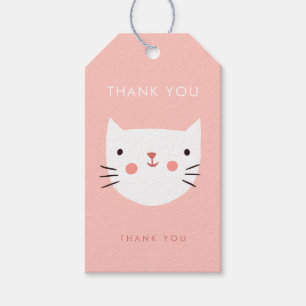 Etiquetas Para Regalos Cute White Cat Birday gracias
