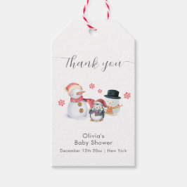 Etiquetas Para Regalos Cute Winter Penguin Snowman Baby Shower