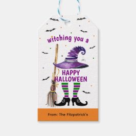 Etiquetas Para Regalos Cute Witch Happy Halloween Niños Fiesta Bag Gift E