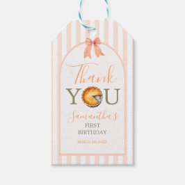 Etiquetas Para Regalos Cutie Pie Naranja Gingham Primer Cumpleaños Gracia