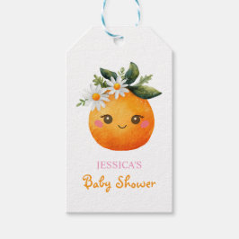 Etiquetas Para Regalos Cuto Naranja Fruit Daisy Pattern Baby Shower