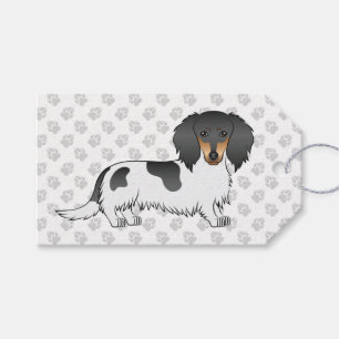 Etiquetas Para Regalos Dachshund de pelo largo piebald negro y fuego & pa