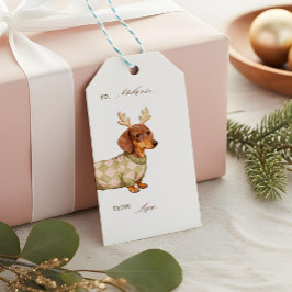 Etiquetas Para Regalos Dachshund Dog Christmas Checkered Sweater Photo