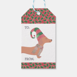 Etiquetas Para Regalos Dachshund Dog Feliz Navidad
