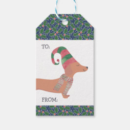 Etiquetas Para Regalos Dachshund Perro Feliz Navidad
