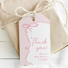 Etiquetas Para Regalos Dainty Bow wavy rosa mínimo chica gracias