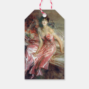 Etiquetas Para Regalos Dama vestida de rosa (por Giovanni Boldini)