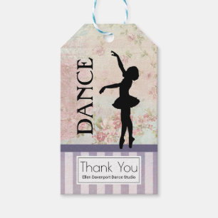 Etiquetas Para Regalos Dance - Ballerina Silhouette Vintage Gracias