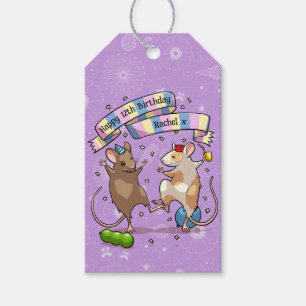 Etiquetas Para Regalos Dancing Mice Name & Age Happy Birday Fiesta