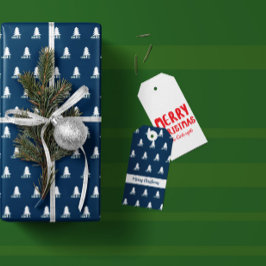 Etiquetas Para Regalos Dark Blue and White Christmas Tree Design