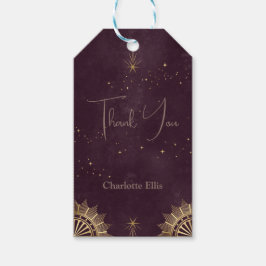 Etiquetas Para Regalos Dark Burgundy Celestial Sun y Moon Bridal Brunch