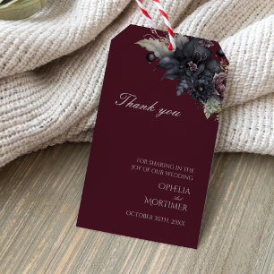 Etiquetas Para Regalos Dark Gothic Floral Borgoña Boda Gracias