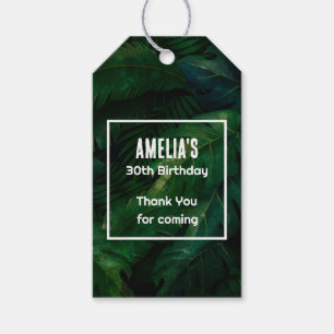Etiquetas Para Regalos Dark Green Tropical Leaves Cumpleaños Gracias