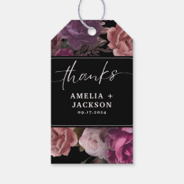 Etiquetas Para Regalos Dark moody burgundy maroon floral Favor de la boda