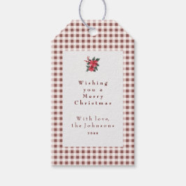 Etiquetas Para Regalos Dark Red Gingham Plaid Custom Christmas