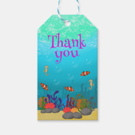 Etiquetas Para Regalos Debajo de la fiesta de cumpleaños de los peces y l
