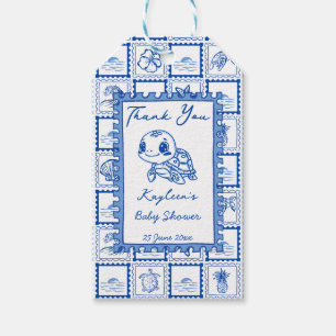 Etiquetas Para Regalos debajo del mar azul lindo favor de baby shower de