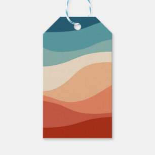 Etiquetas Para Regalos Decoración de las olas de estilo retro colorido