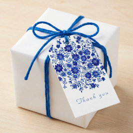 Etiquetas Para Regalos Deep Indigo watercolor Floral Thank You