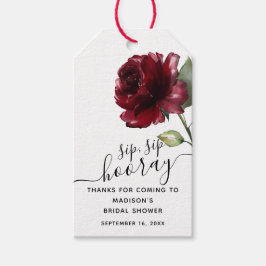 Etiquetas Para Regalos Deep Red Flower Sip Sip Hooray Favor Bridal Shower