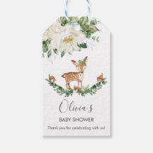 Deer Ivory White Floral Baby Shower Favor de cumpl