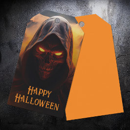 Etiquetas Para Regalos Demonio oscuro con humo naranja halloween