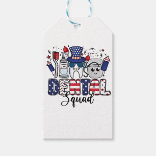 Etiquetas Para Regalos Dental Squad Cute Dentista Higienista 4 de Julio