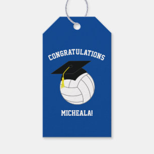 Etiquetas Para Regalos Deportes de graduación de voleibol azul