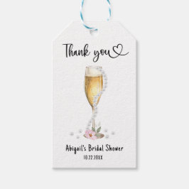 Etiquetas Para Regalos Desayuno de novia Perlas y Prosecco Gracias