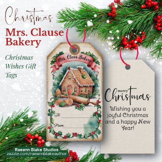 Etiquetas Para Regalos Deseos de Navidad de la panadería Vintage Sra. Cla