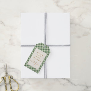 Etiquetas Para Regalos Deseos de Navidad personalizados con cuadros verde