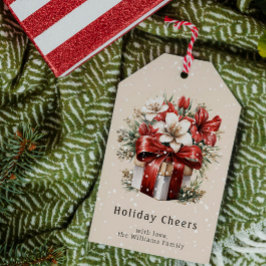 Etiquetas Para Regalos Deseos de Vacaciones Florales de Navidad Personali