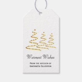 Etiquetas Para Regalos Deseos más cálidos Artsy Gold Estilizados Árboles