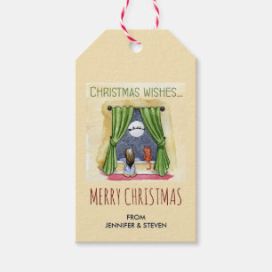 Etiquetas Para Regalos Deseos niño del navidad y Navidad del gato del