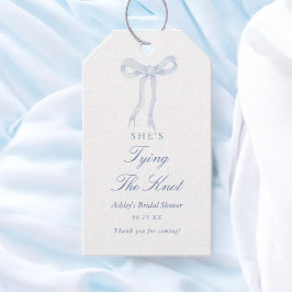 Etiquetas Para Regalos Despedida de soltera con lazo azul Ella está atand