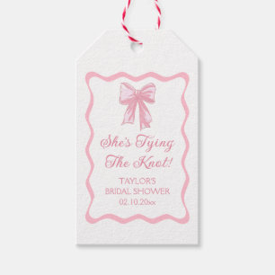 Etiquetas Para Regalos Despedida de soltera con lazo rosa Ella está atand