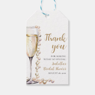 Etiquetas Para Regalos Despedida de soltera con perlas de oro y prosecco