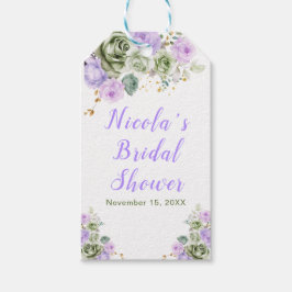 Etiquetas Para Regalos Despedida de Soltera Floral Verde Salvia y Morado