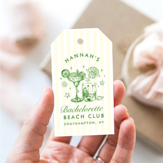 Etiquetas Para Regalos Despedida de soltera Retro Moderna Rayas Verdes y