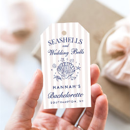Etiquetas Para Regalos Despedida de soltera Retro Pink Seashells & Weddin